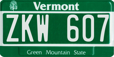 VT license plate ZKW607