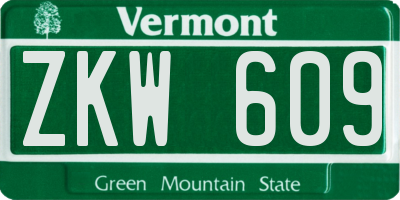 VT license plate ZKW609