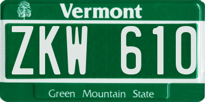 VT license plate ZKW610