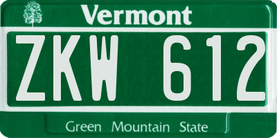 VT license plate ZKW612