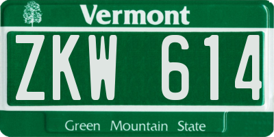 VT license plate ZKW614
