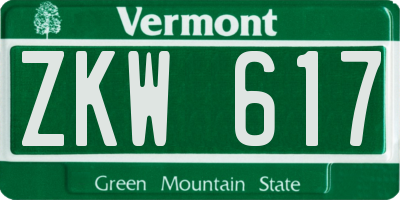 VT license plate ZKW617