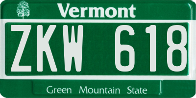 VT license plate ZKW618