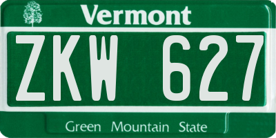 VT license plate ZKW627