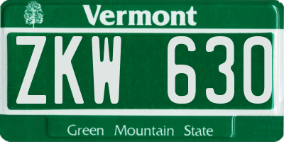 VT license plate ZKW630