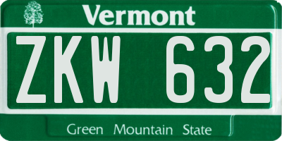 VT license plate ZKW632