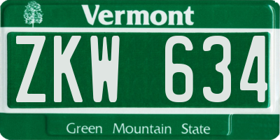 VT license plate ZKW634