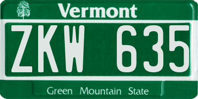 VT license plate ZKW635