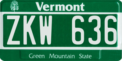 VT license plate ZKW636