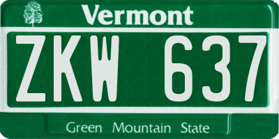 VT license plate ZKW637