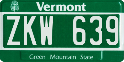 VT license plate ZKW639