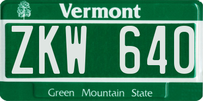 VT license plate ZKW640