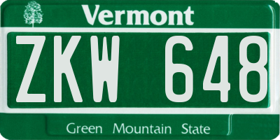 VT license plate ZKW648