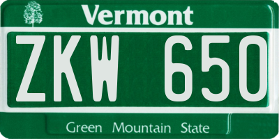 VT license plate ZKW650