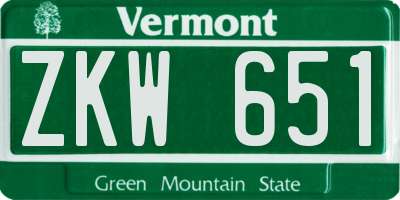 VT license plate ZKW651