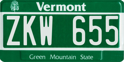 VT license plate ZKW655