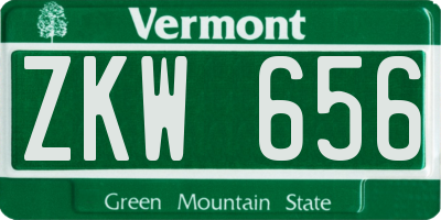 VT license plate ZKW656