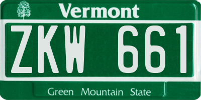 VT license plate ZKW661