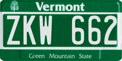 VT license plate ZKW662
