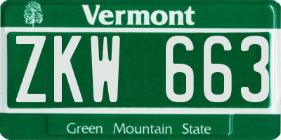 VT license plate ZKW663