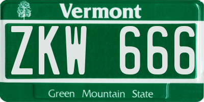 VT license plate ZKW666