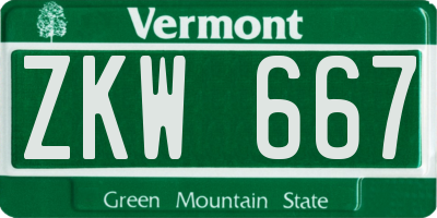 VT license plate ZKW667