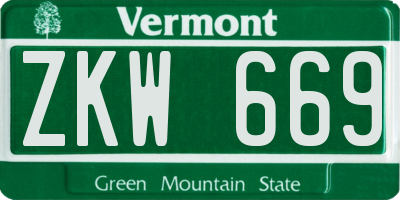 VT license plate ZKW669