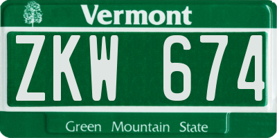 VT license plate ZKW674