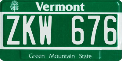 VT license plate ZKW676
