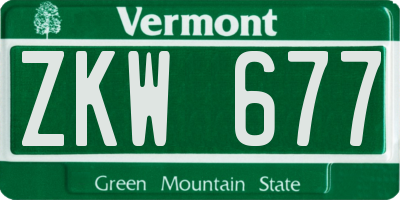 VT license plate ZKW677