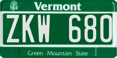 VT license plate ZKW680