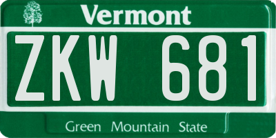 VT license plate ZKW681