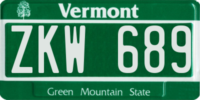 VT license plate ZKW689