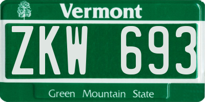 VT license plate ZKW693