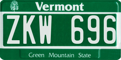 VT license plate ZKW696