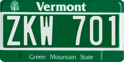 VT license plate ZKW701