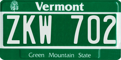 VT license plate ZKW702