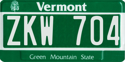 VT license plate ZKW704