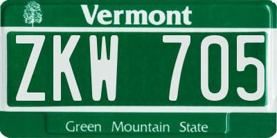 VT license plate ZKW705