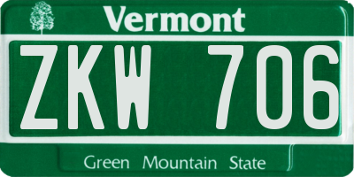VT license plate ZKW706