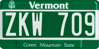 VT license plate ZKW709