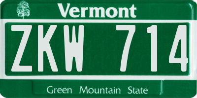 VT license plate ZKW714