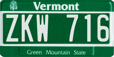 VT license plate ZKW716