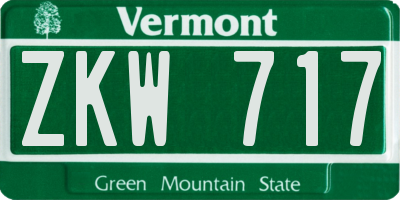 VT license plate ZKW717