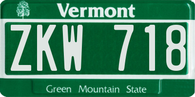 VT license plate ZKW718