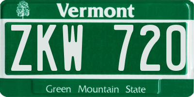 VT license plate ZKW720