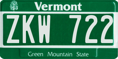VT license plate ZKW722