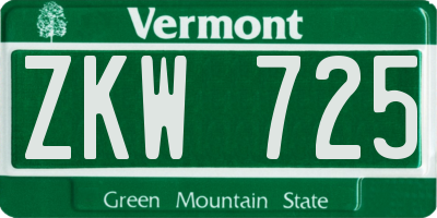 VT license plate ZKW725