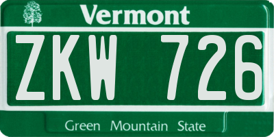 VT license plate ZKW726