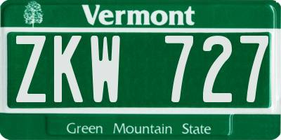 VT license plate ZKW727